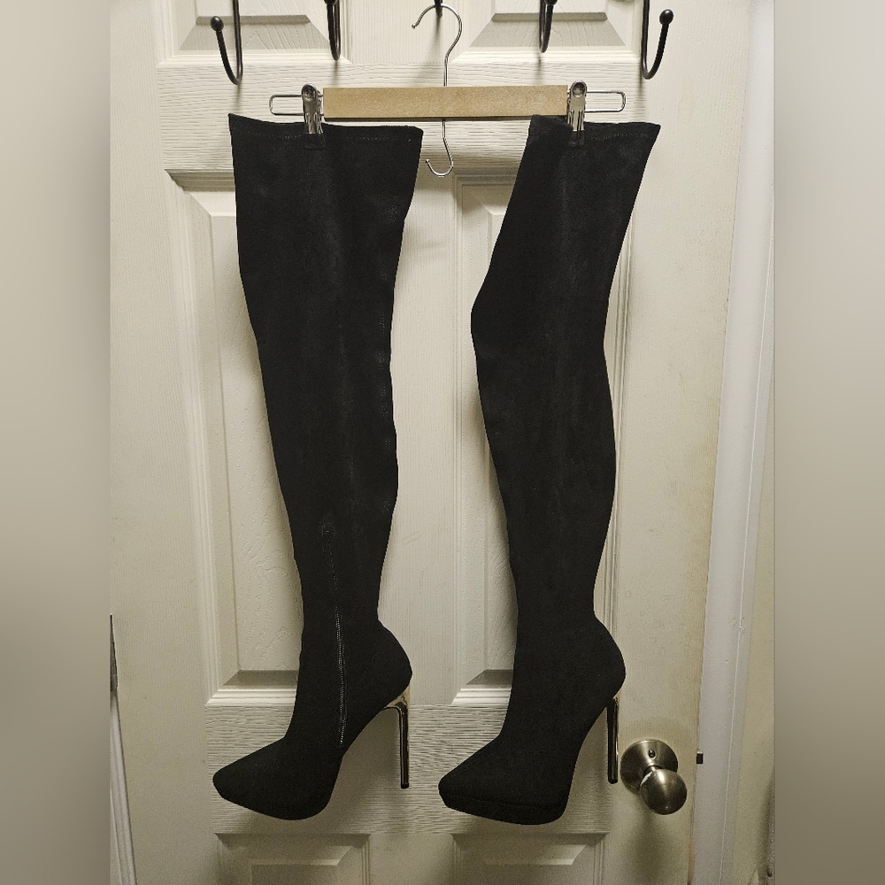 Fashion Nova Sleek Black Over-the-Knee Boots